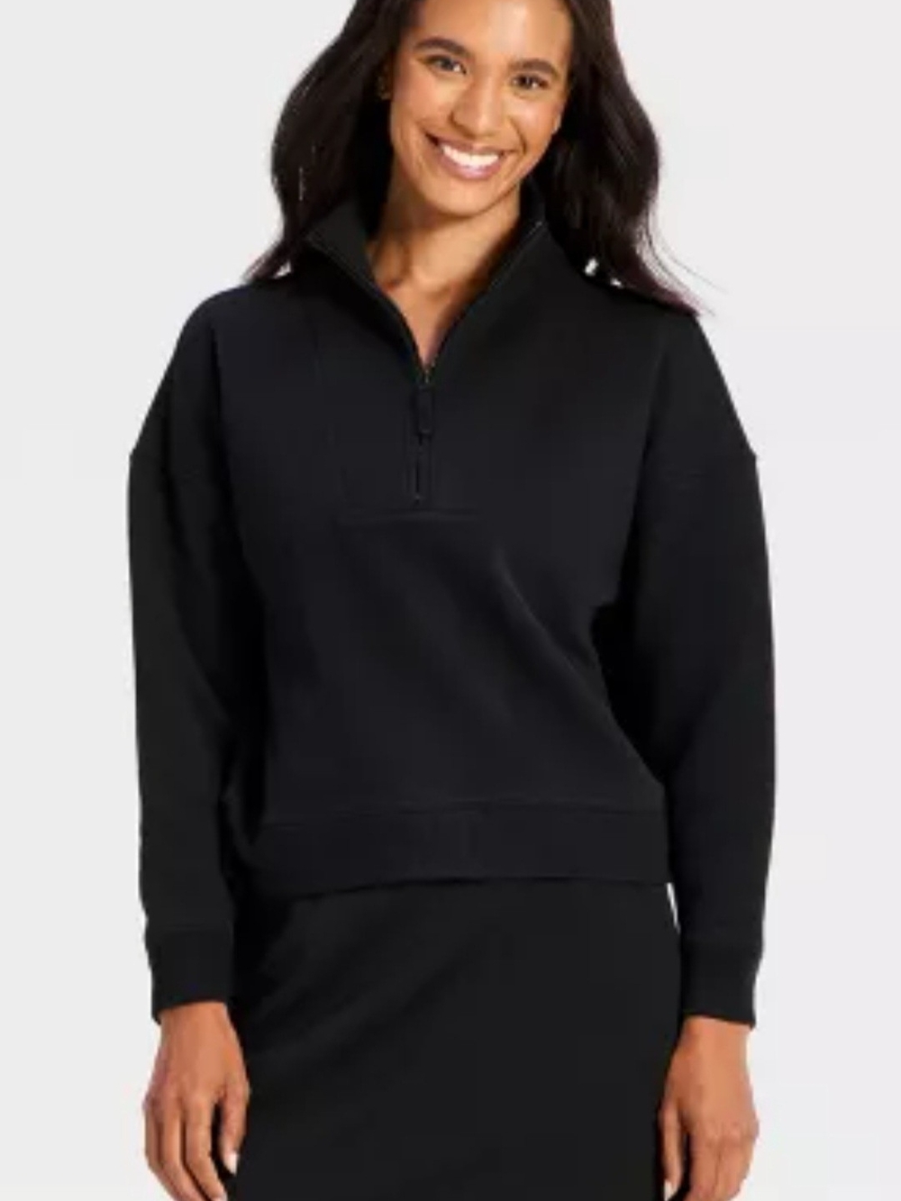 all in motion Navy Quarter-Zip Cropped Sweatshirt